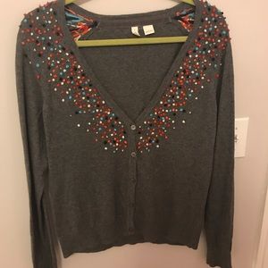 Anthropologie Moth French-Knotted Pom Cardigan